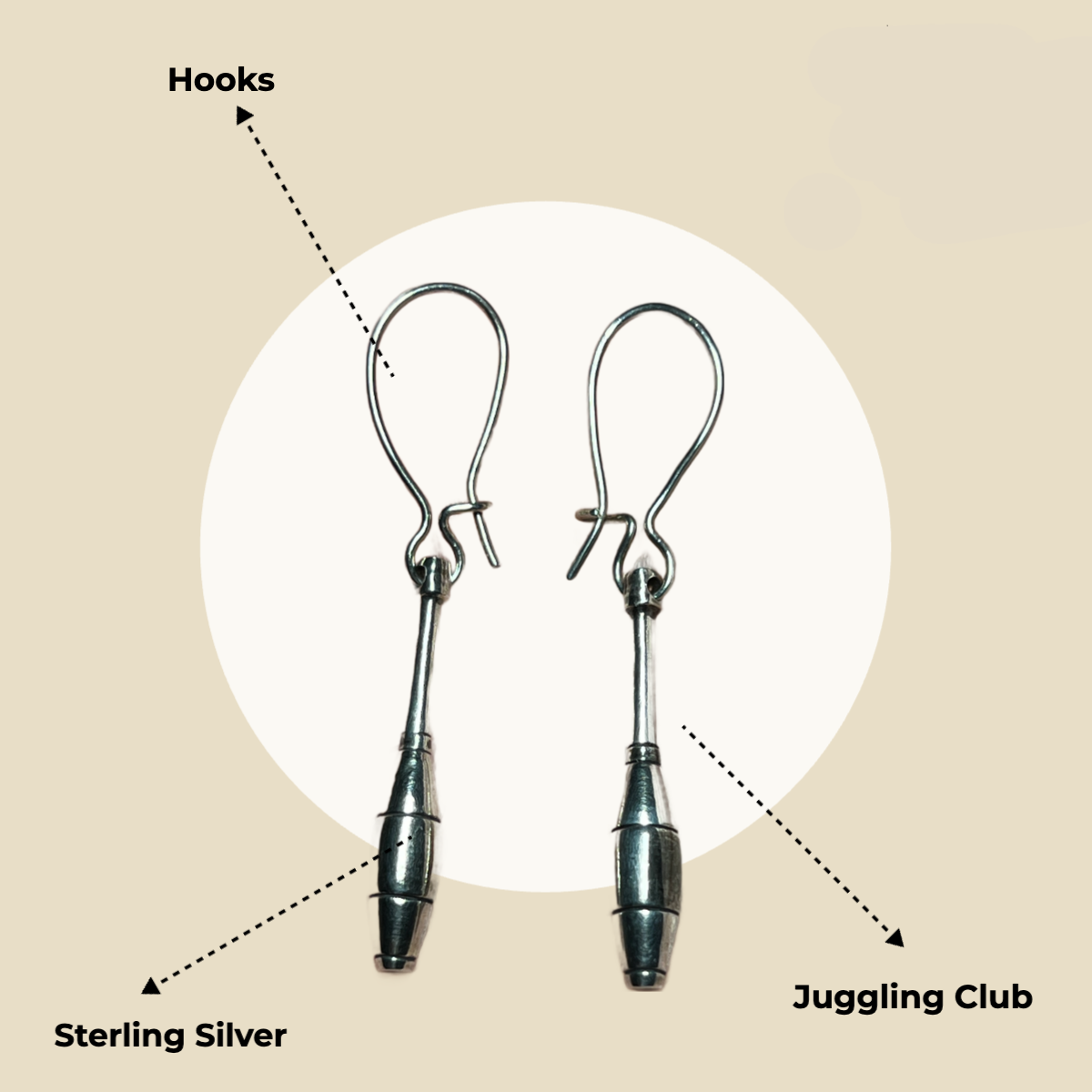 Juggling Club Earrings on Hook (Pair) - Fly Juggling