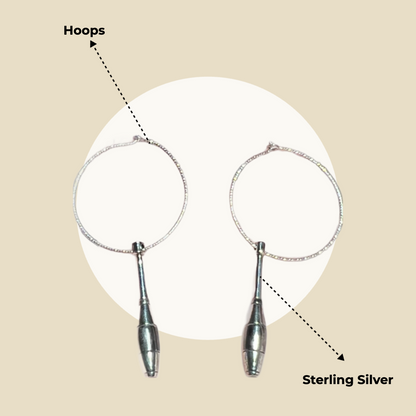 Juggling Club Earrings on Hoops (Pair) - Fly Juggling