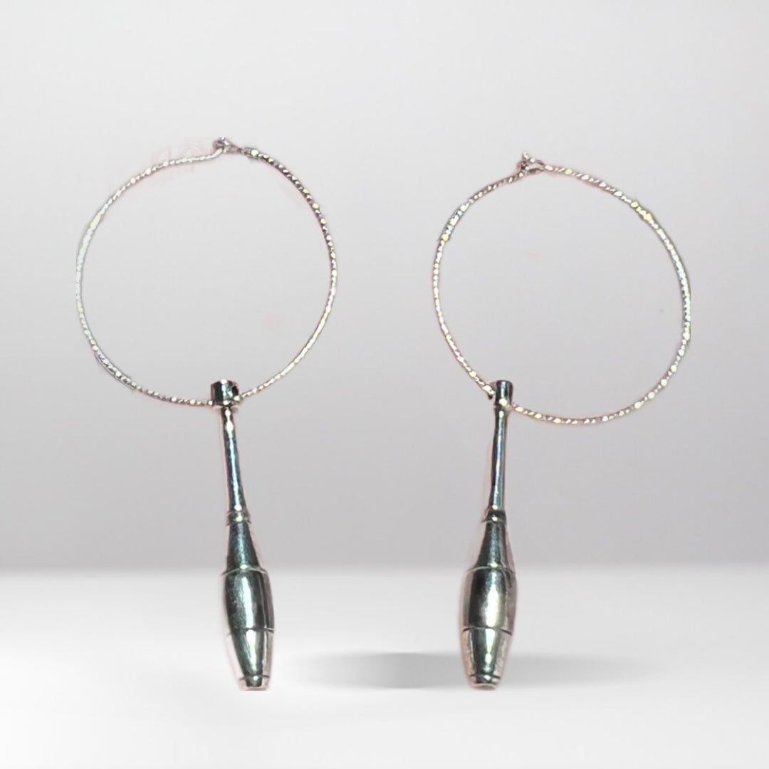 Juggling Club Earrings on Hoops (Pair) - Fly Juggling