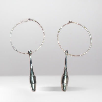 Juggling Club Earrings on Hoops (Pair) - Fly Juggling